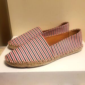 NEW J. Crew Red, White & Blue Striped Canvas Espadrille Flats Sz. 6.5 Ret $79